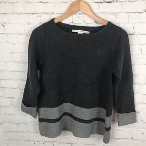 Maxx Studio Wool blend Blouse with Rolled Color Block Sleeve Cuffs